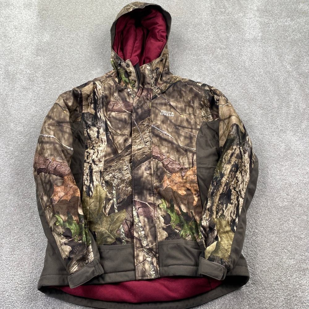 Field & Stream‎ Womens SM Camo Hooded Hunting Jacket Mossy Oak Fleece Lined SM